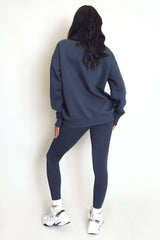 New York Embossed Zip Sweatshirt In Grey