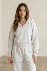 Iconic Cropped Zipper Hoodie In Grey