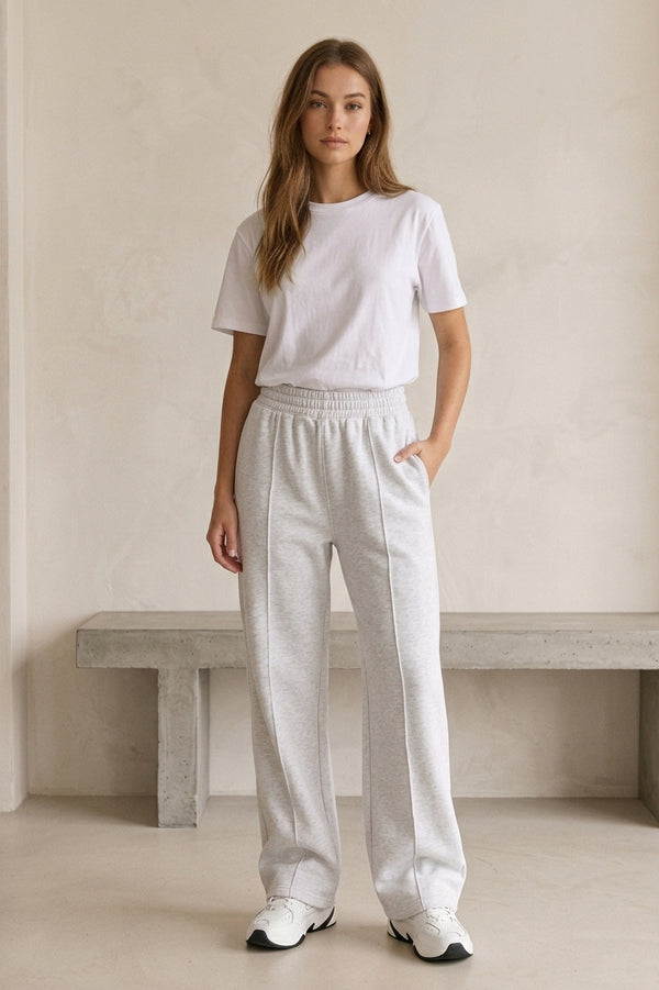 Wide Leg Joggers In Grey Marl