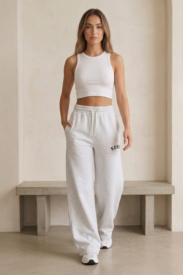 Soho Wide Leg Joggers In Grey