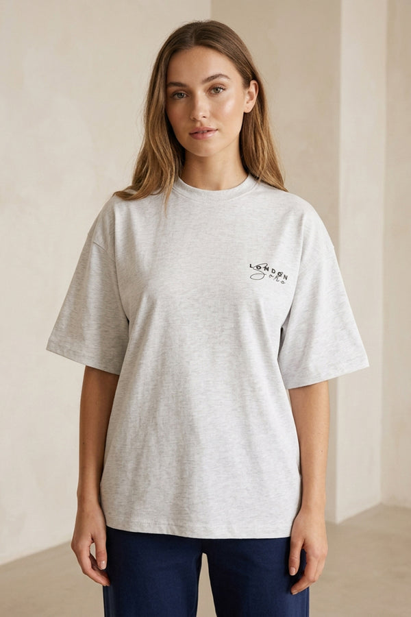 Soho London Printed T-Shirt In Grey