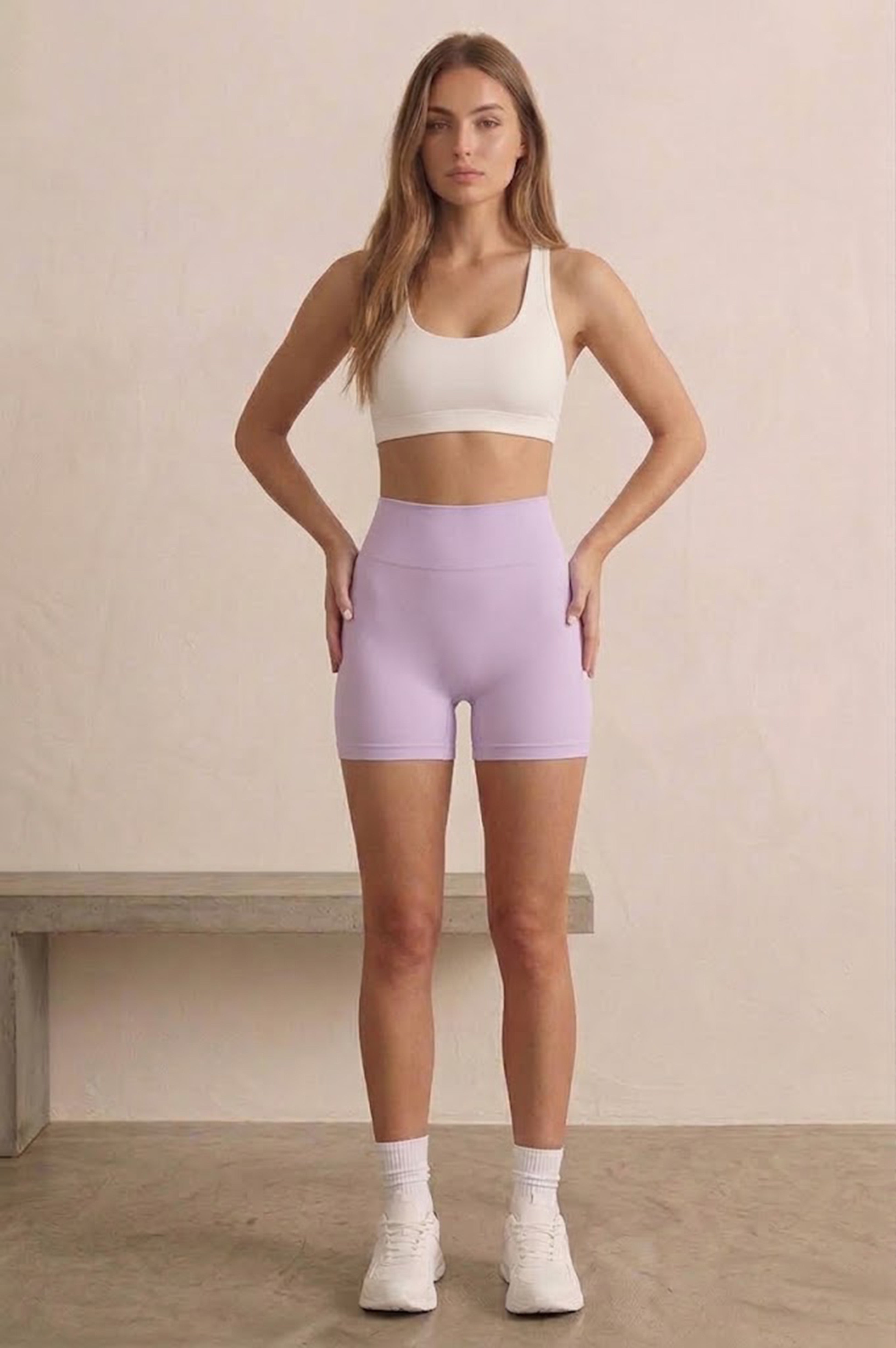 Luxe High Waisted Cycling Shorts in Lilac