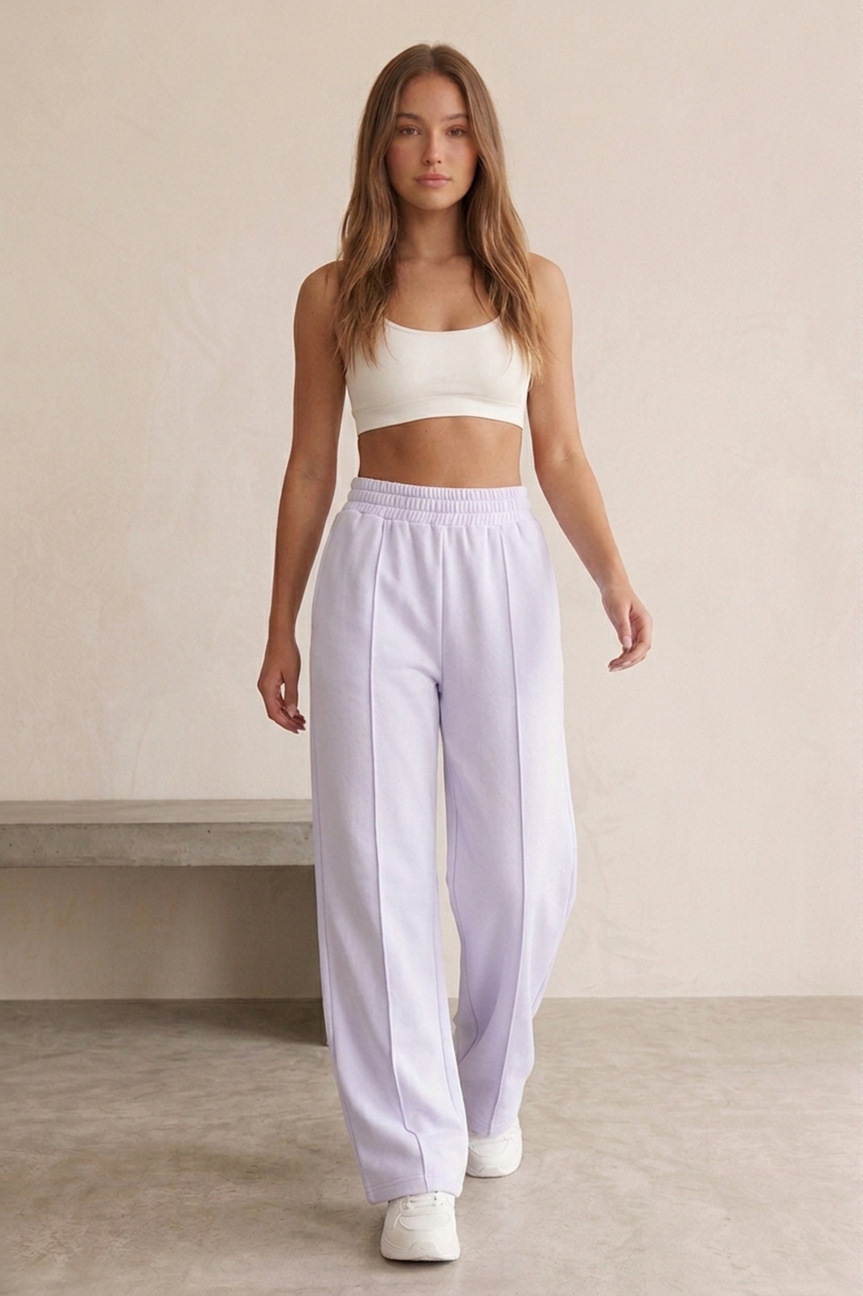 Wide Leg Joggers In Lilac