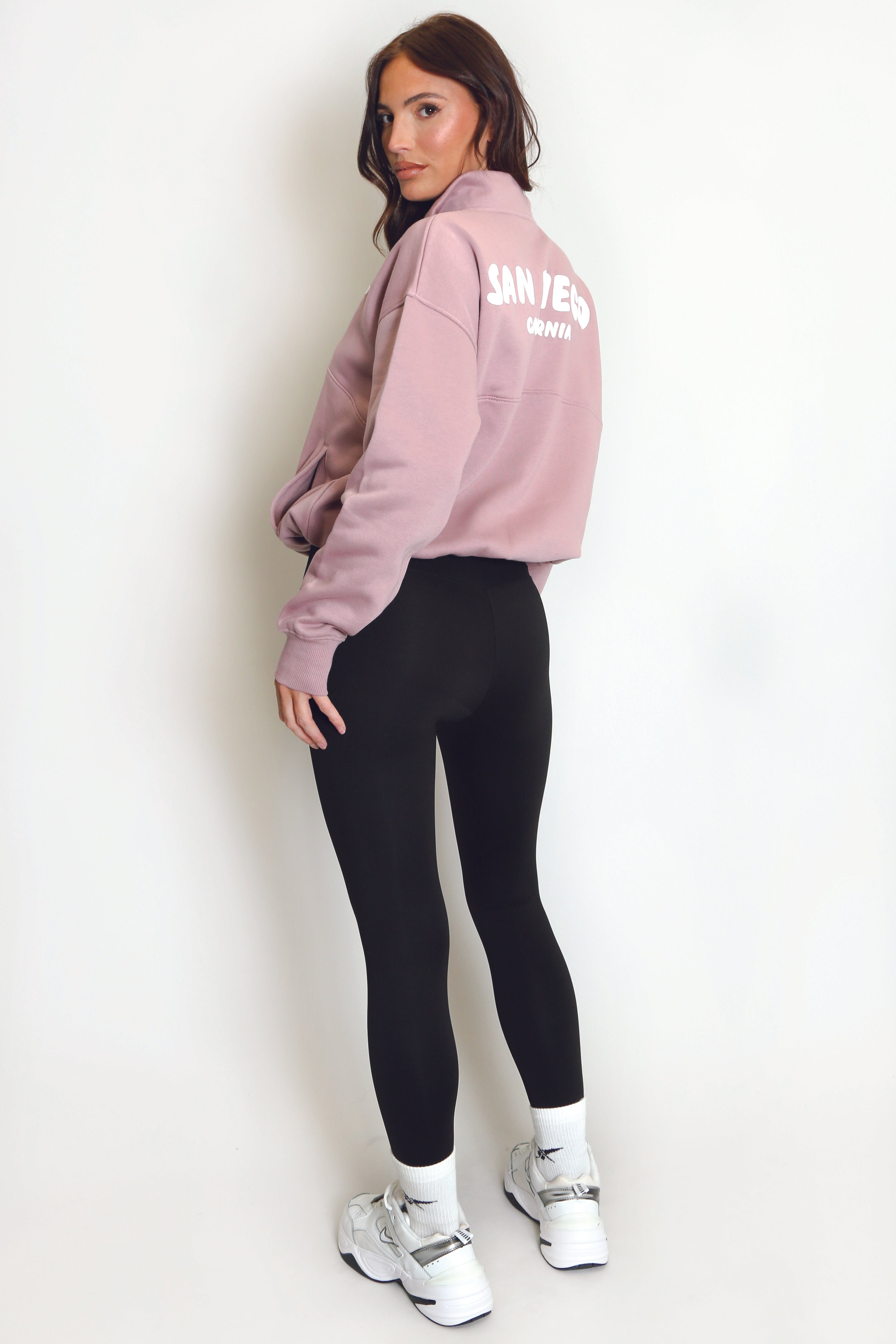 Mauve San Diego Bubble Slogan Half Zip Sweatshirt