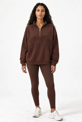 Nashville Half Zip Sweatshirt in Chocolate Brown
