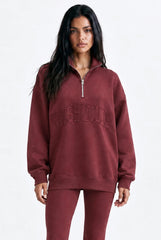 Nashville Half Zip Sweatshirt in Red Mahogany