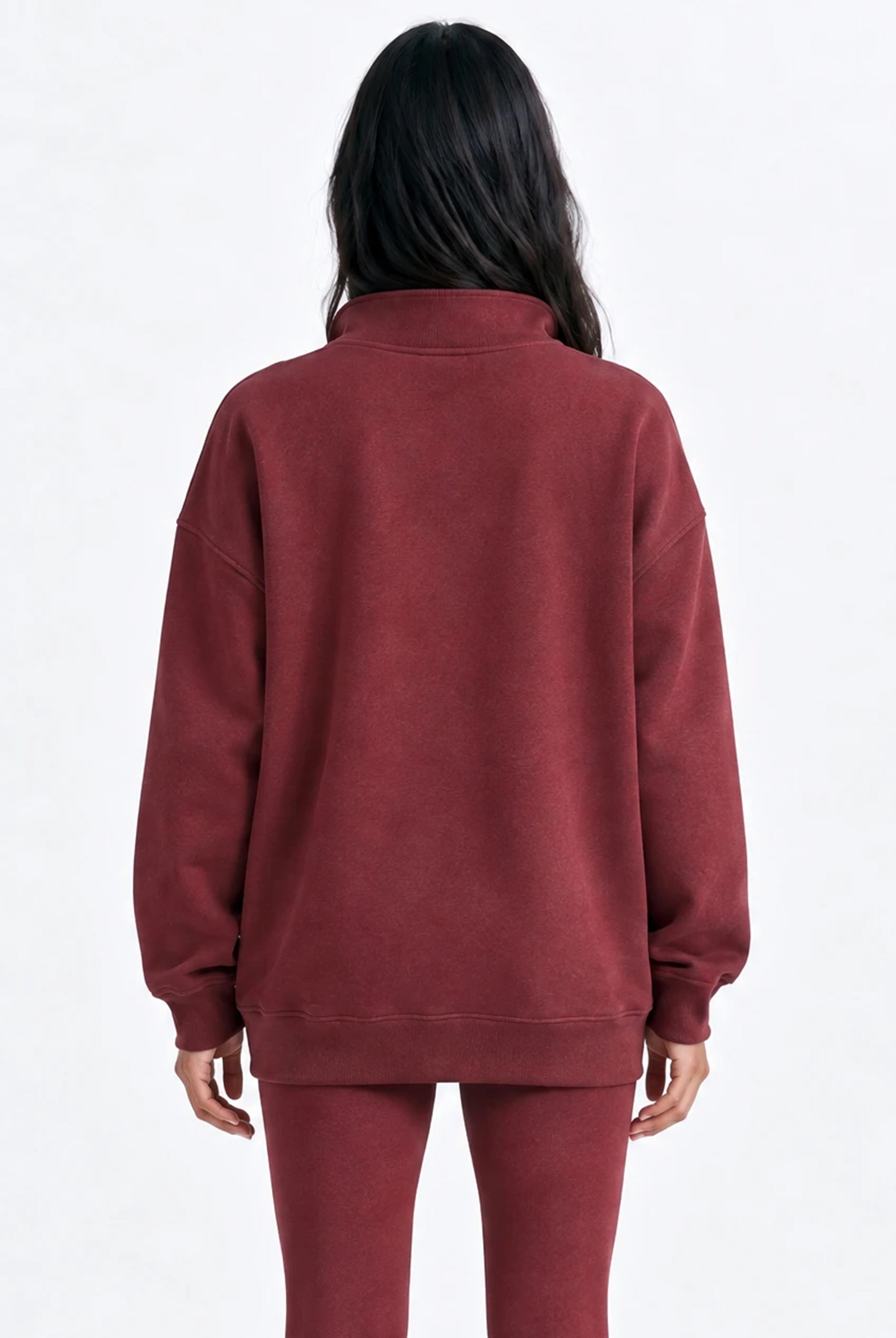 Nashville Half Zip Sweatshirt in Red Mahogany