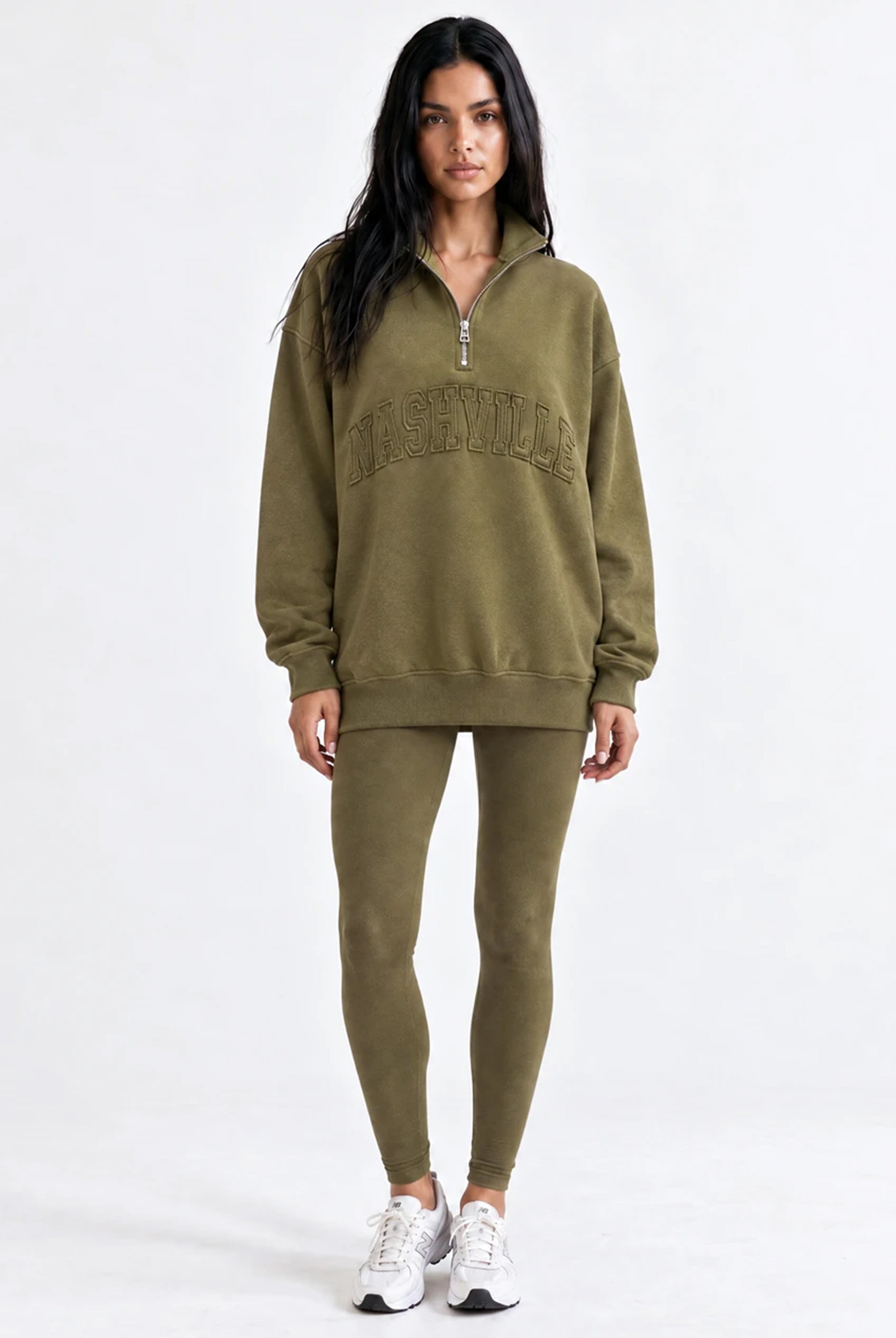 Nashville Half Zip Sweatshirt in Burnt Olive