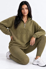 Nashville Half Zip Sweatshirt in Burnt Olive