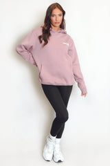 Mauve New York Bubble Slogan Hooded Sweatshirt