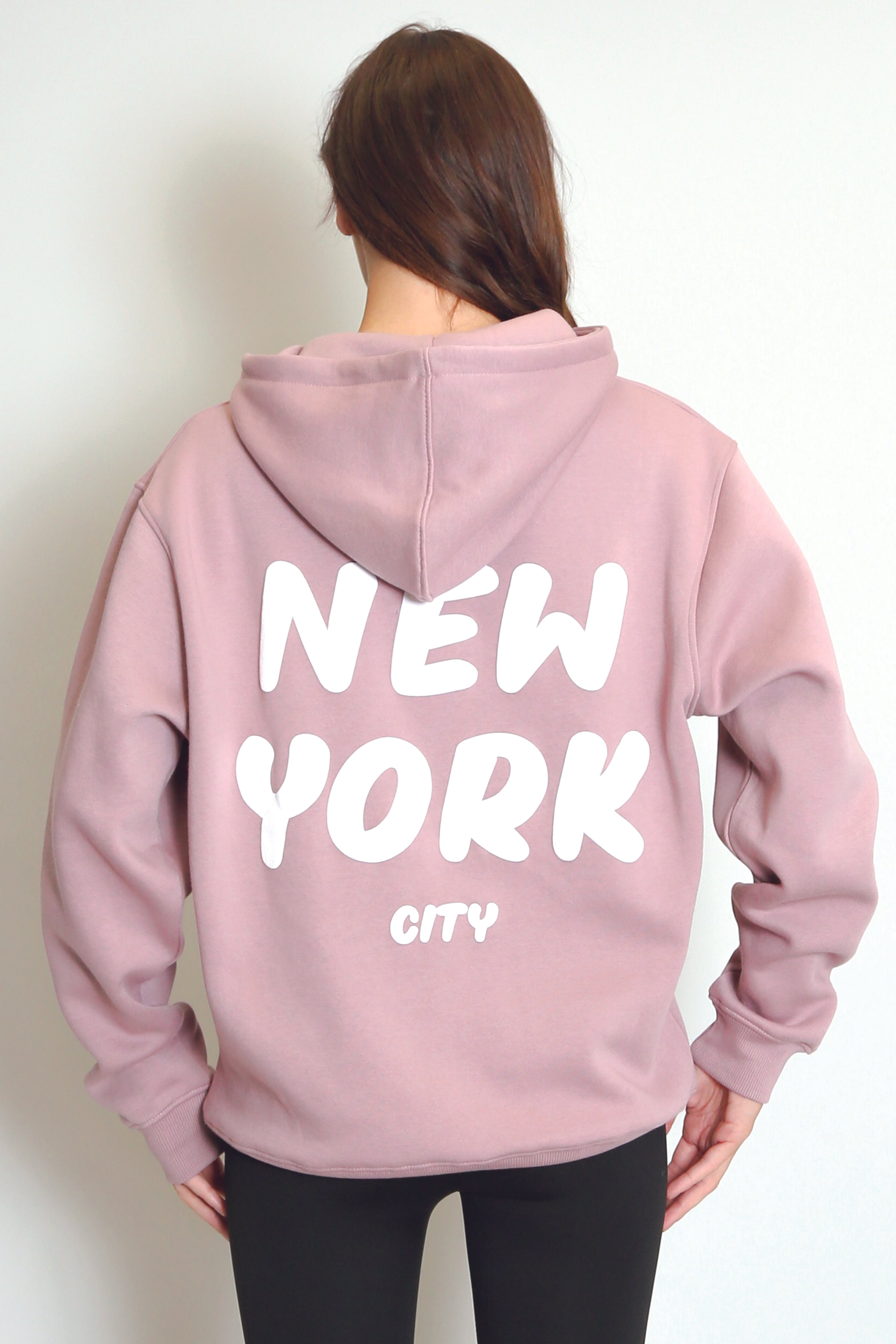 Mauve New York Bubble Slogan Hooded Sweatshirt