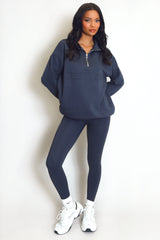 New York Embossed Zip Sweatshirt In Grey