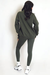 New York Embossed Zip Sweatshirt In Khaki