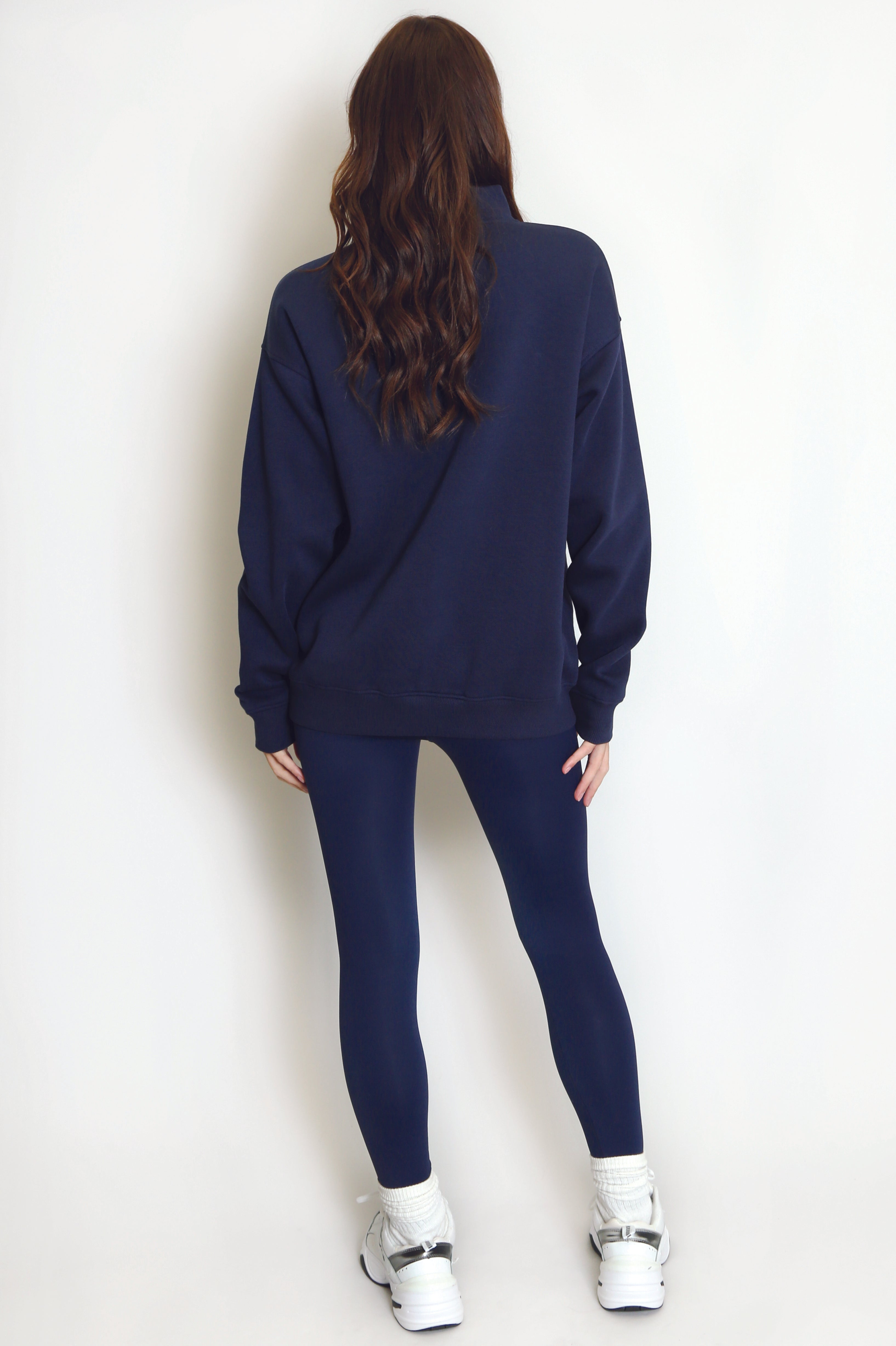 New York Embossed Zip Sweatshirt In Navy