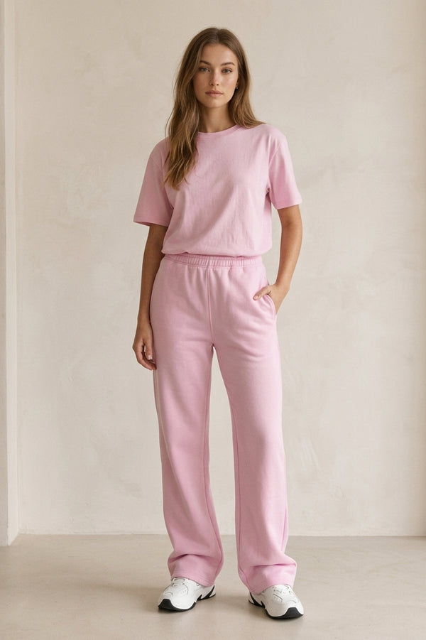 Luxe Wide Leg Jogger In Pink