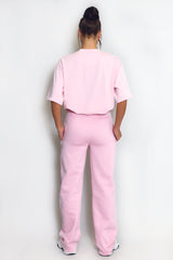 Luxe Wide Leg Jogger In Pink