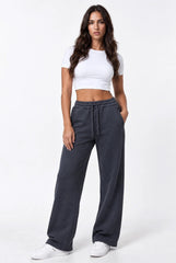 Side Pleat Wide Leg Jogger in Slate Grey