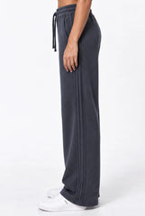 Side Pleat Wide Leg Jogger in Slate Grey