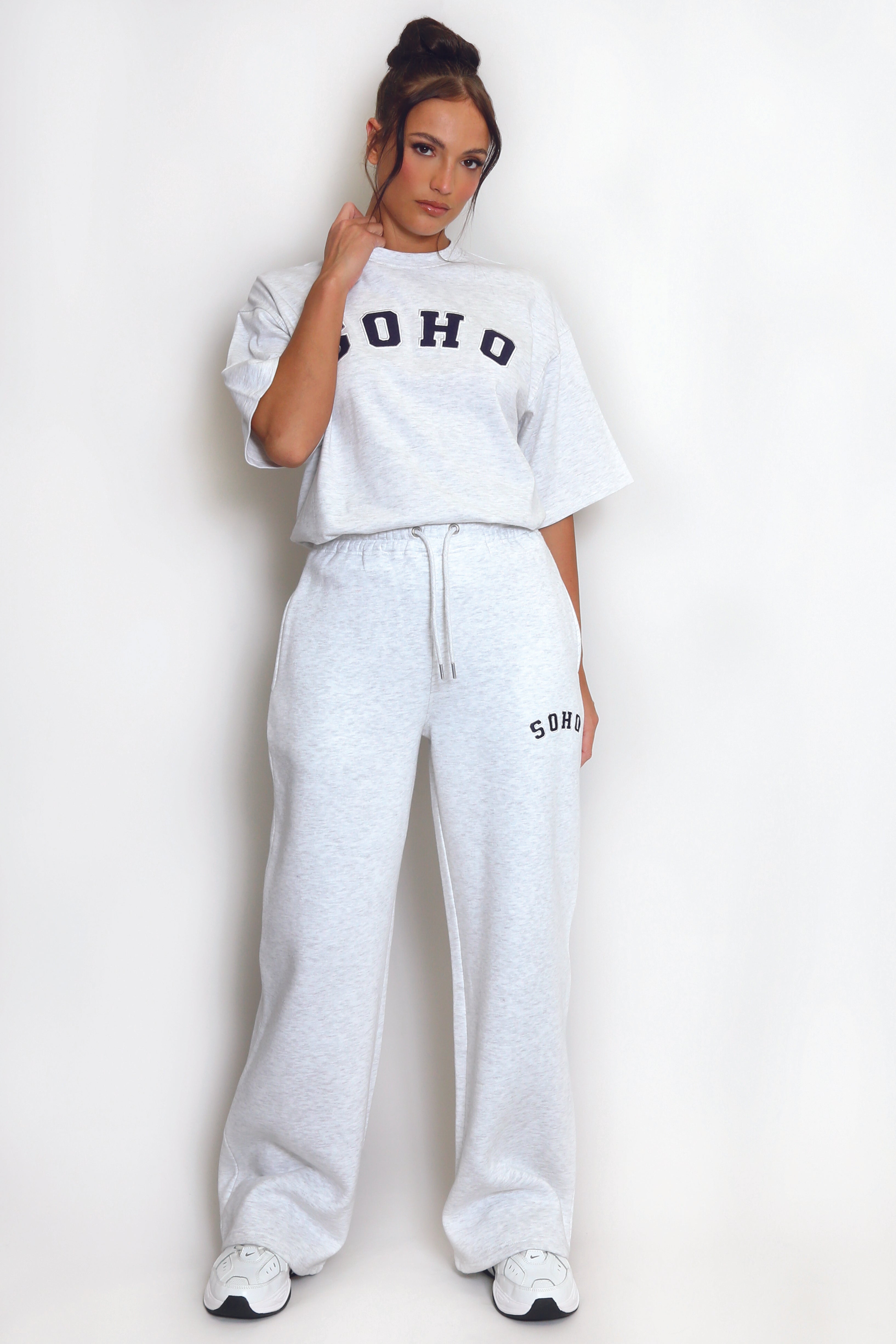 Soho Wide Leg Joggers In Grey