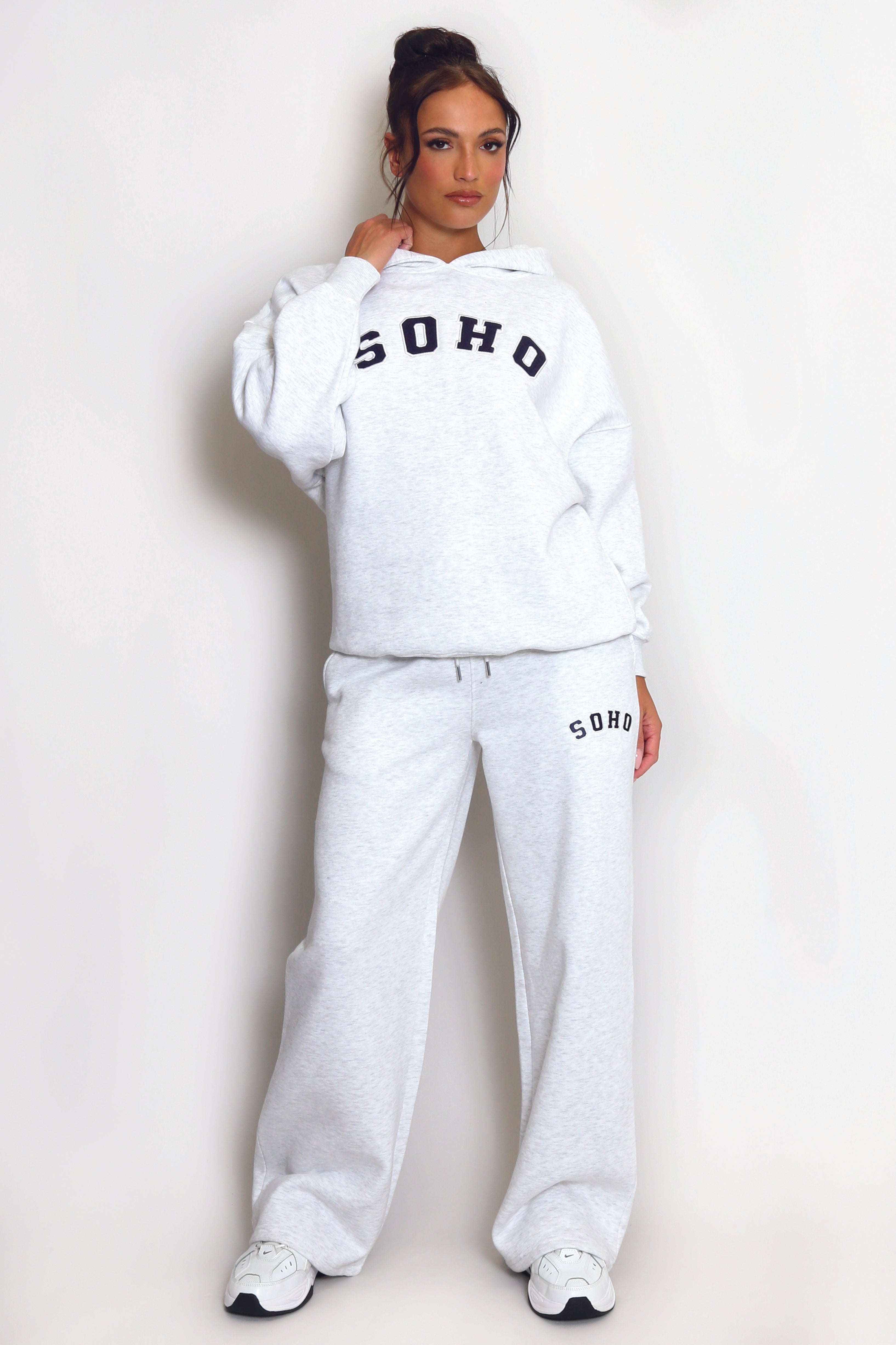 SOHO Slogan Hooded Sweatshirt in Grey