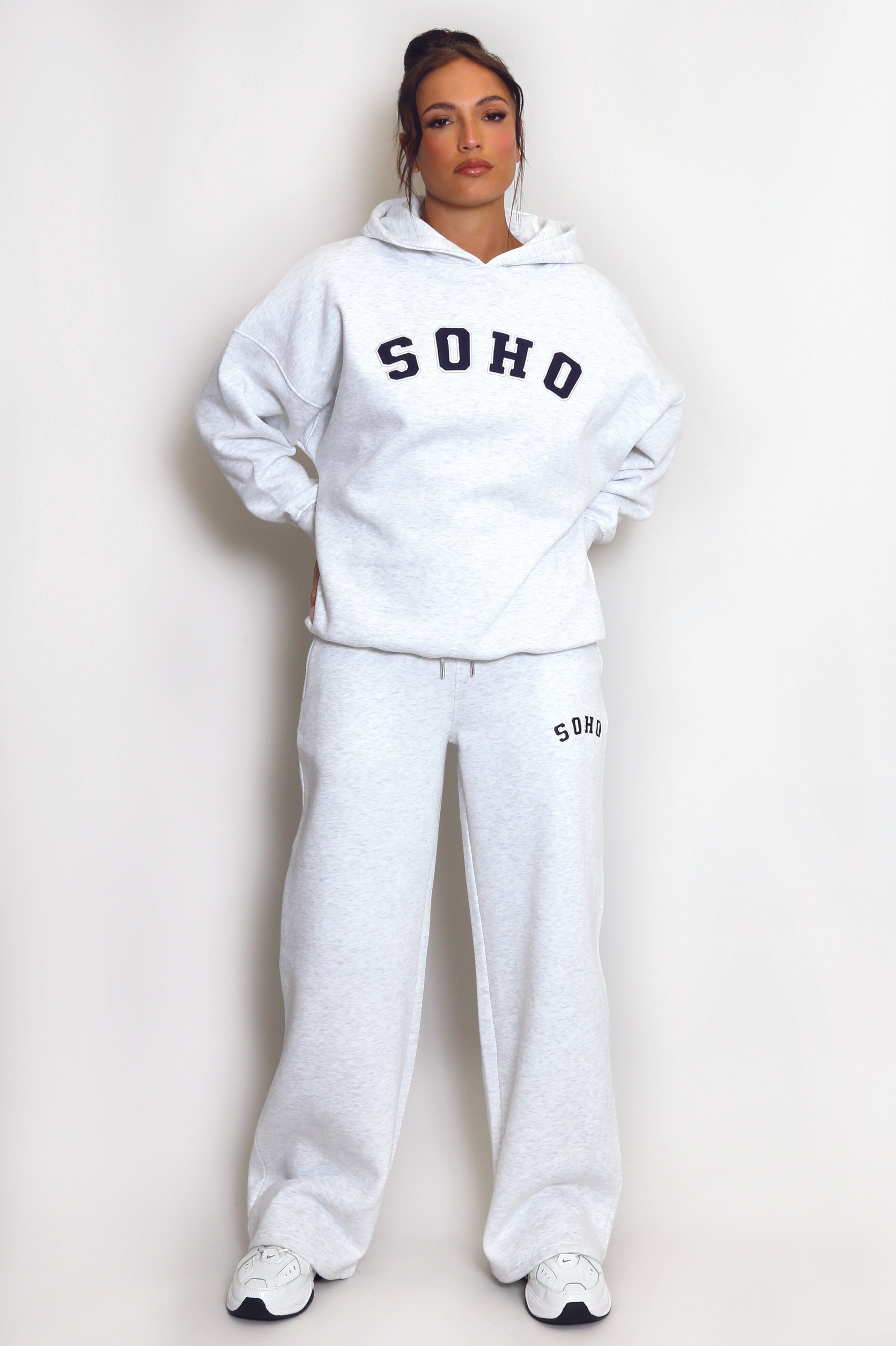 SOHO Slogan Hooded Sweatshirt in Grey