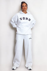 SOHO Slogan Hooded Sweatshirt in Grey