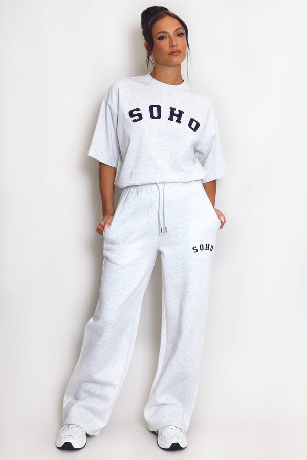 Soho Wide Leg Joggers In Grey
