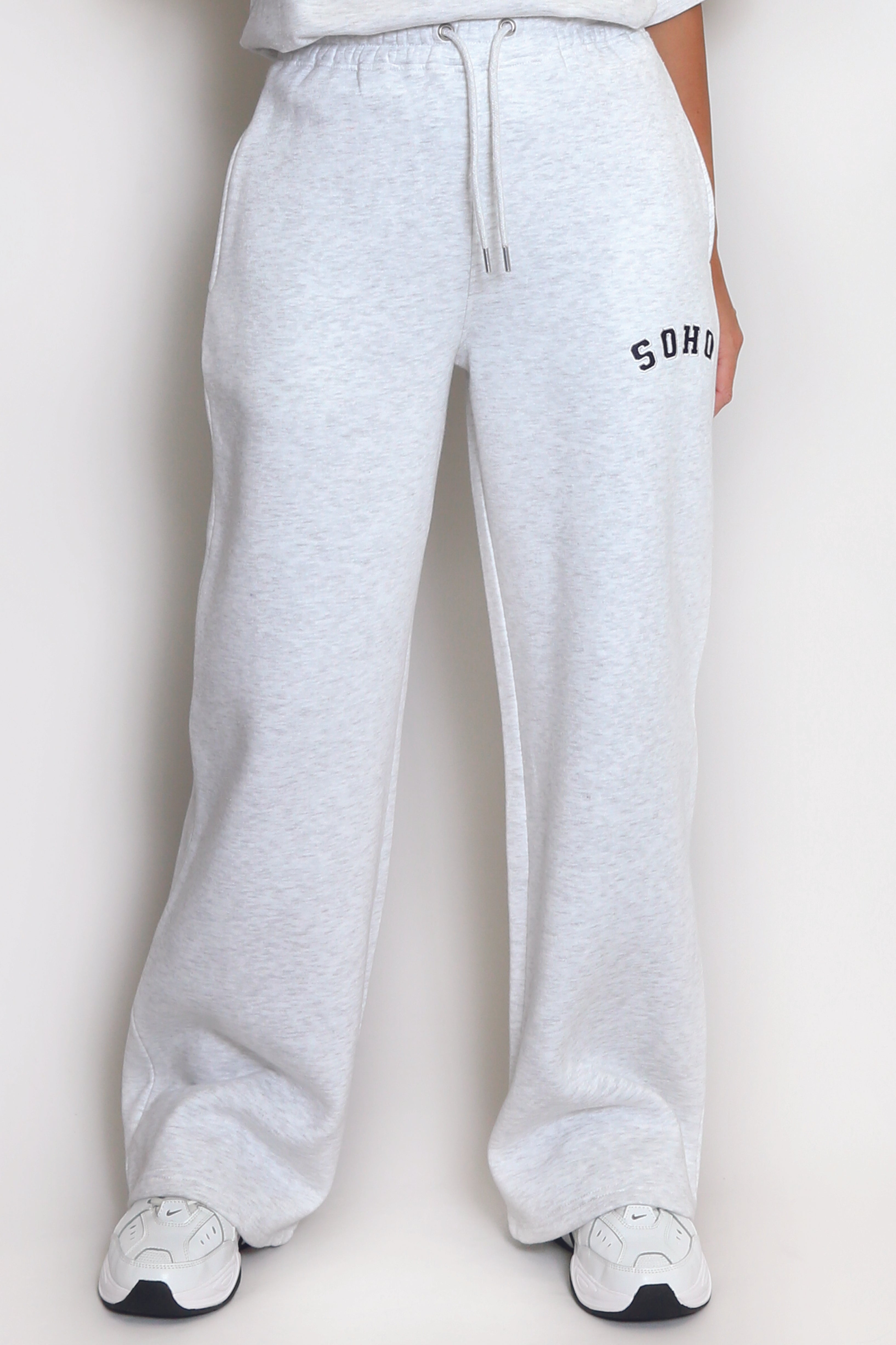 Soho Wide Leg Joggers In Grey