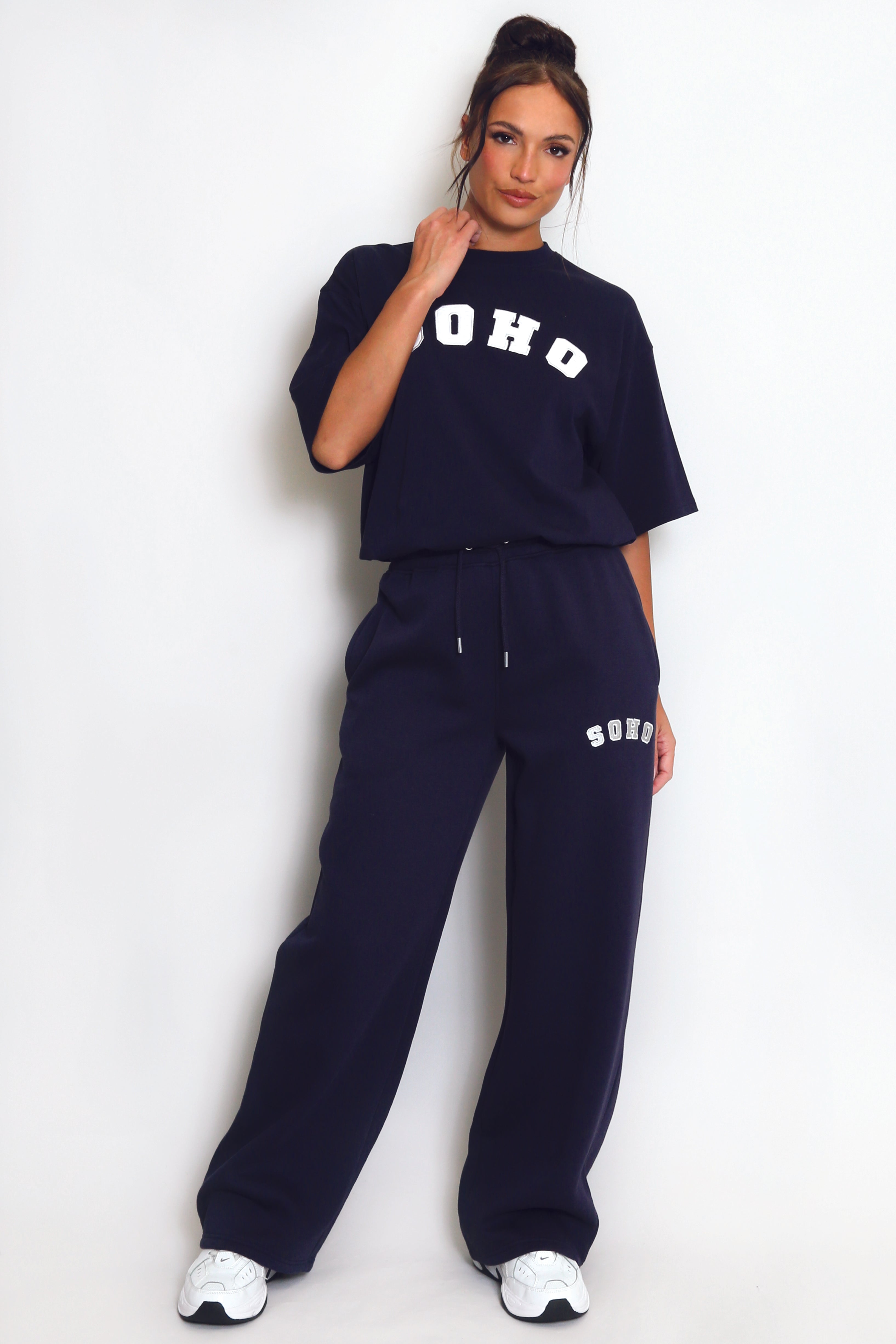 Soho Wide Leg Joggers In Navy