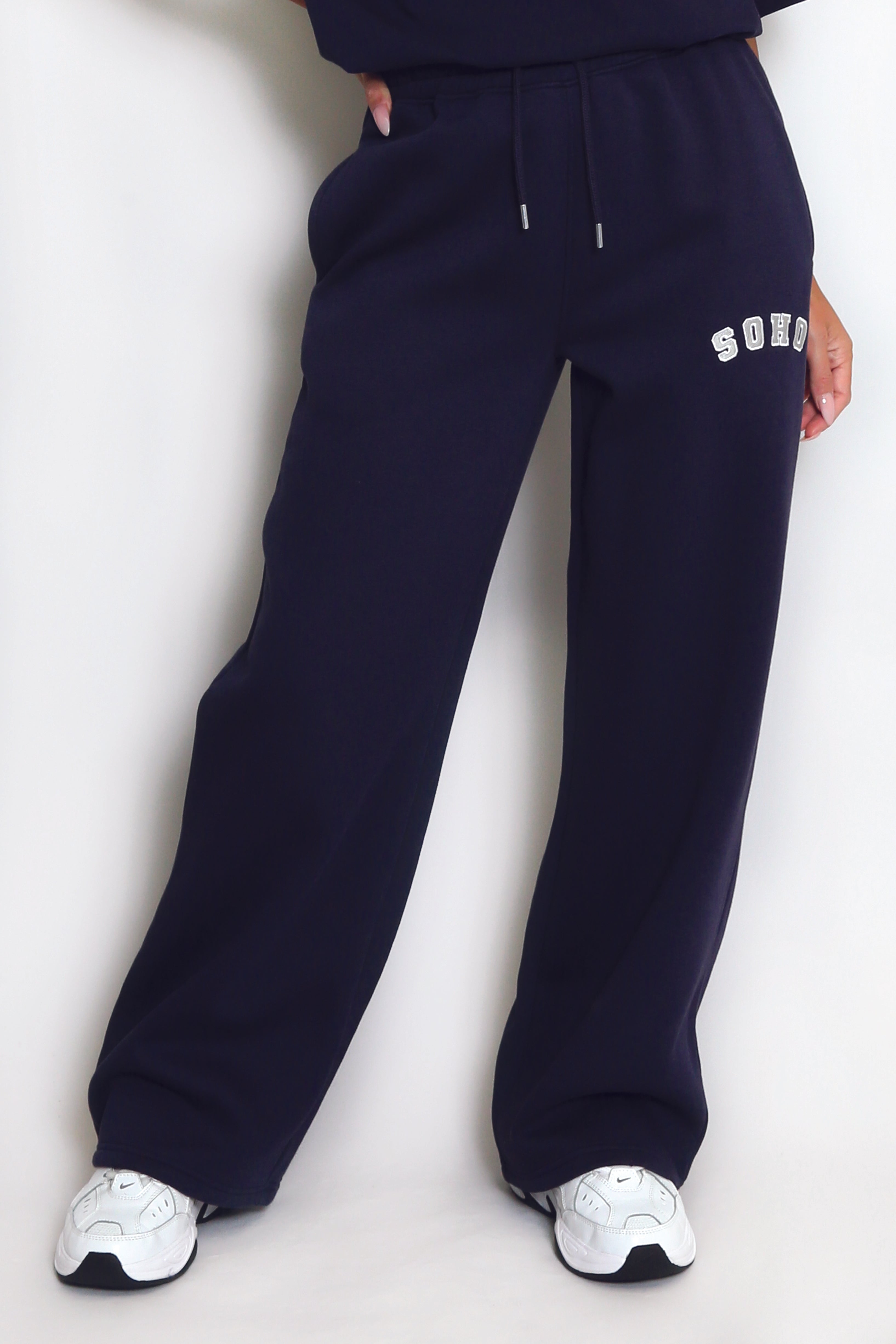 Soho Wide Leg Joggers In Navy