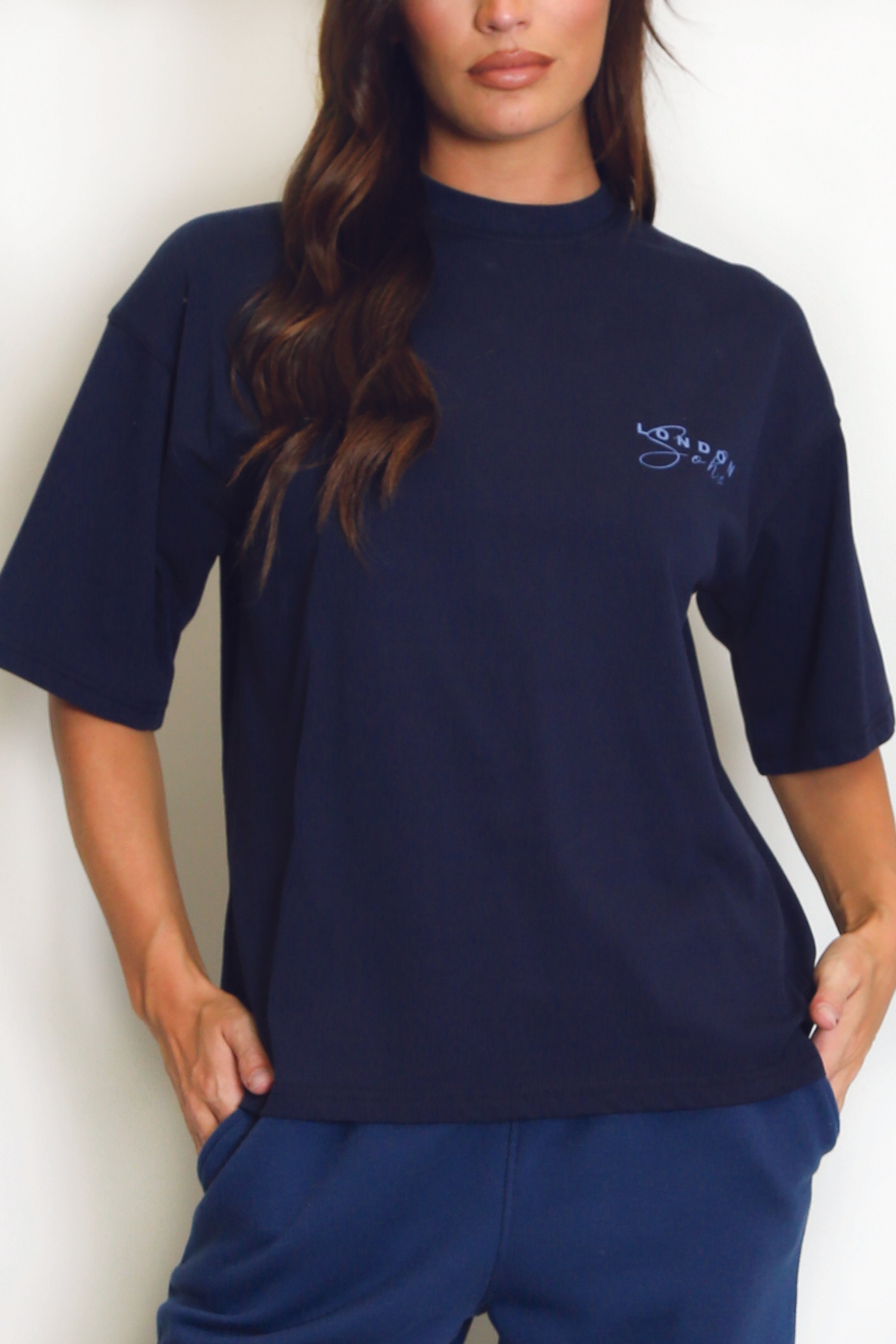 Soho London Printed T-Shirt In Navy