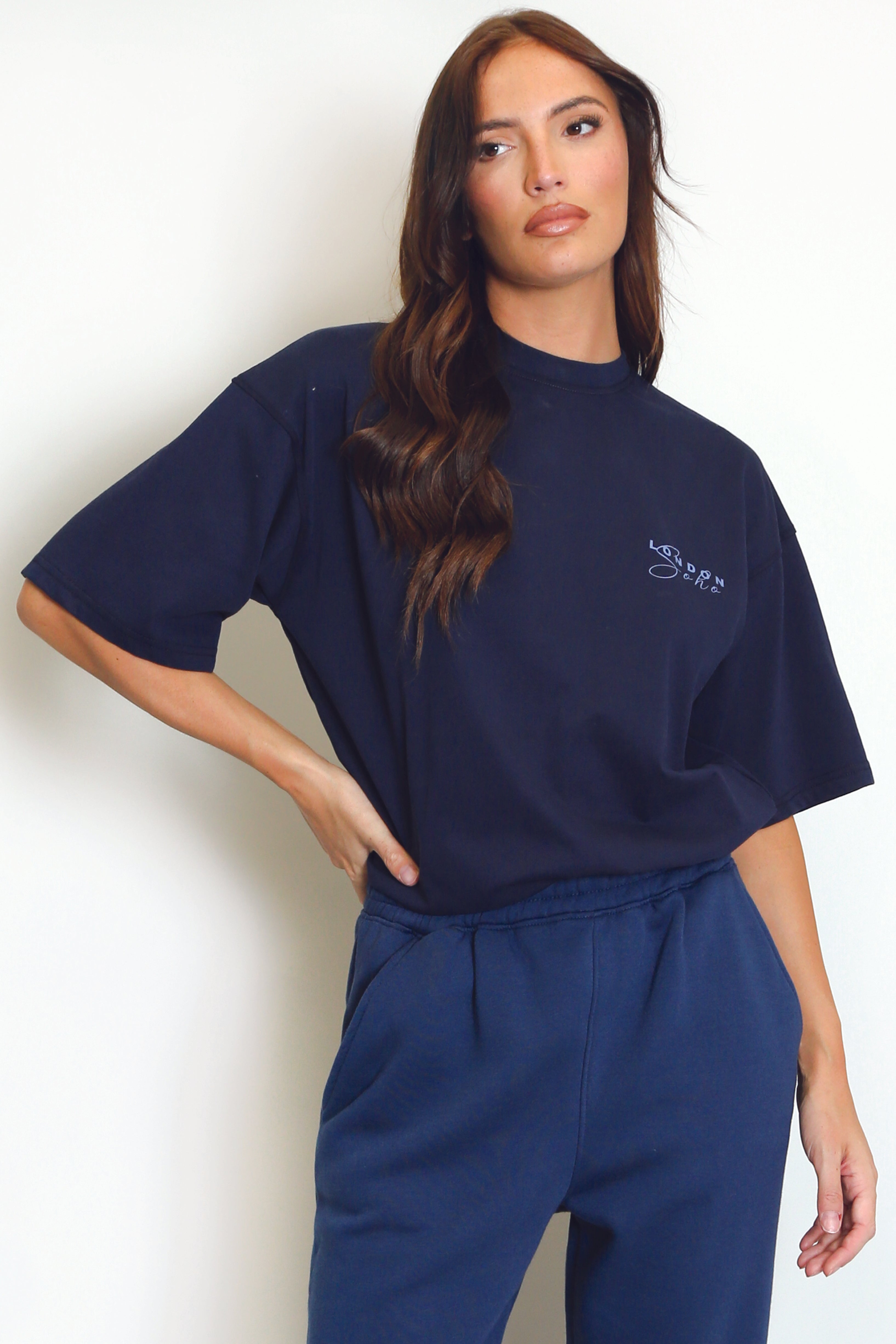 Soho London Printed T-Shirt In Navy