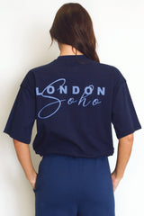 Soho London Printed T-Shirt In Navy