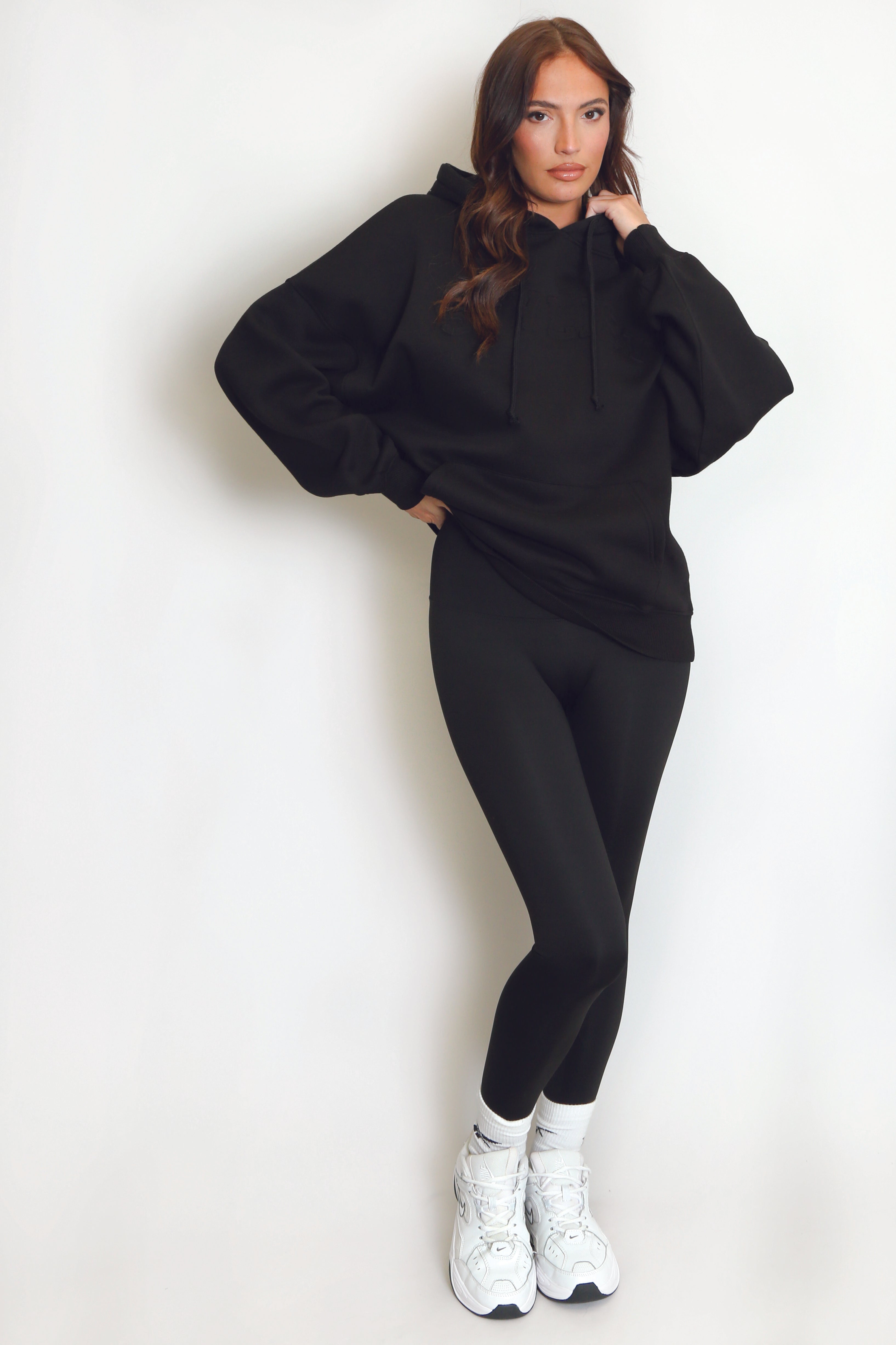 Stylist Embossed Oversized Hoodie In Black