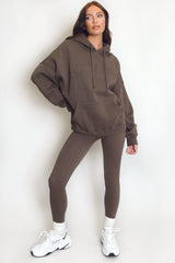 Stylist Embossed Oversized Hoodie In Brown