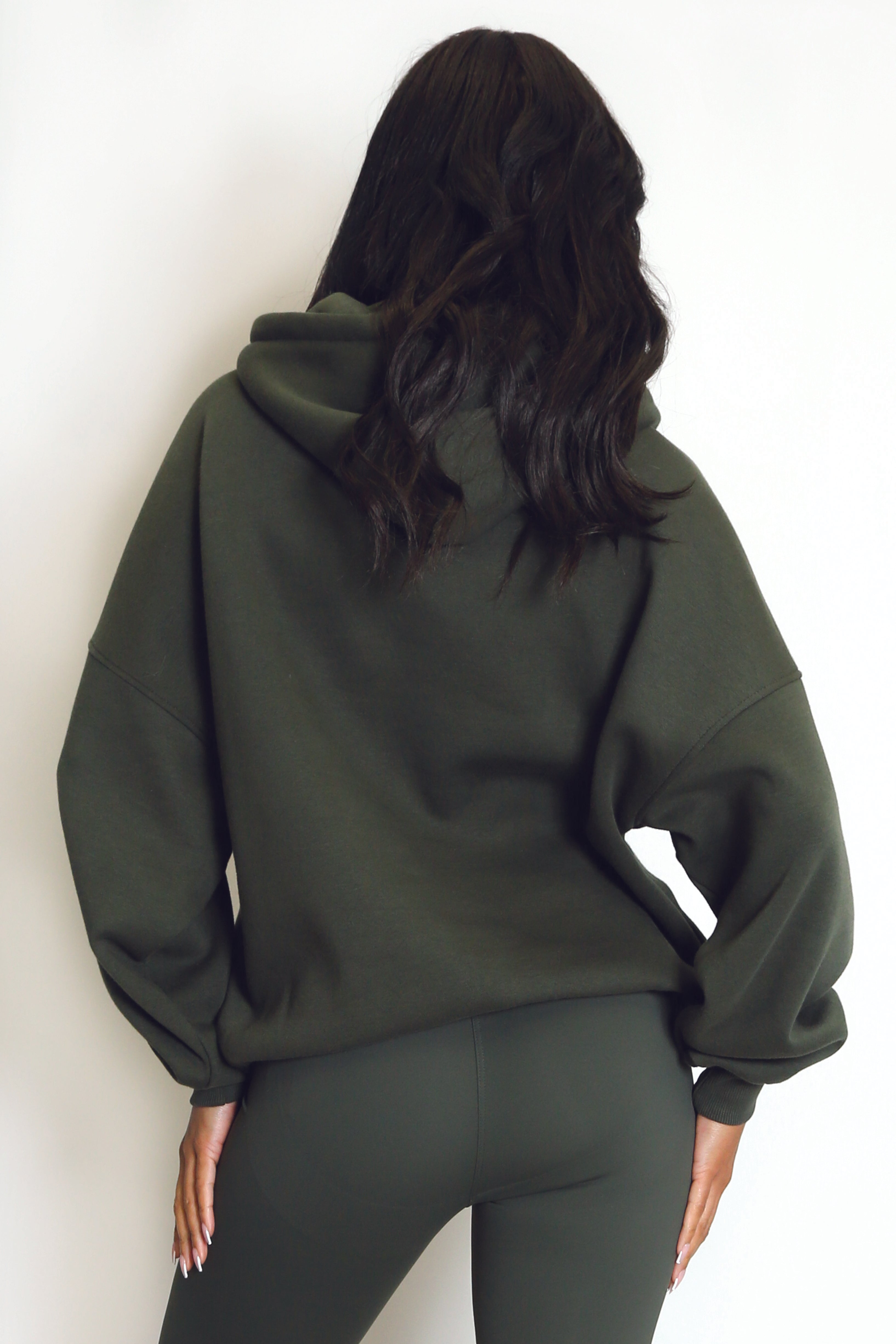 Stylist Embossed Oversized Hoodie In Khaki