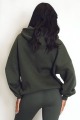 Stylist Embossed Oversized Hoodie In Khaki