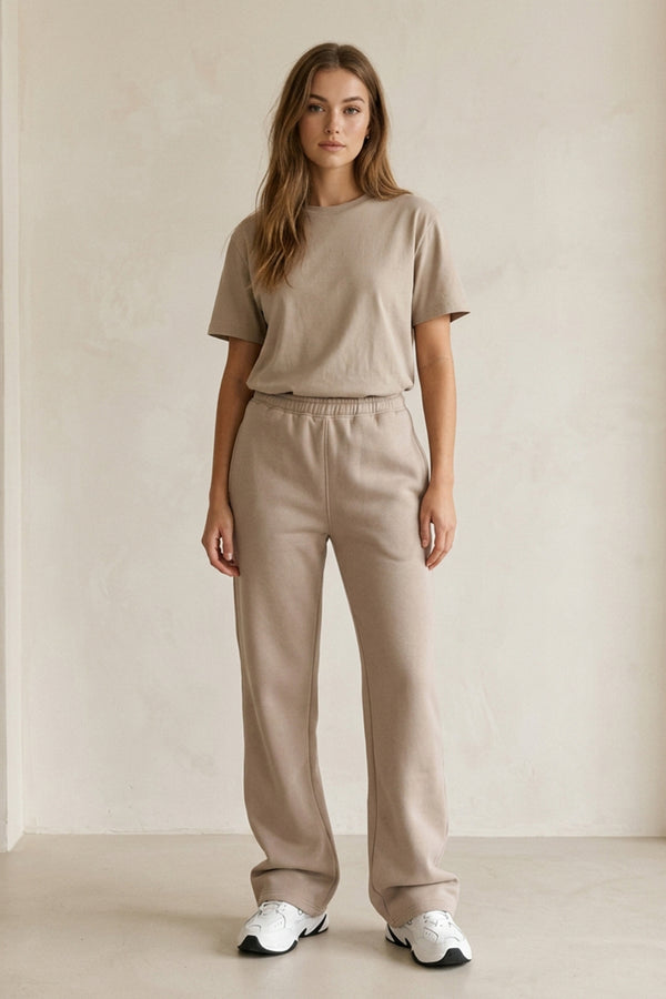 Luxe Wide Leg Jogger In Taupe