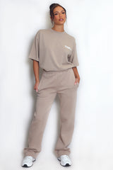 Luxe Wide Leg Jogger In Taupe