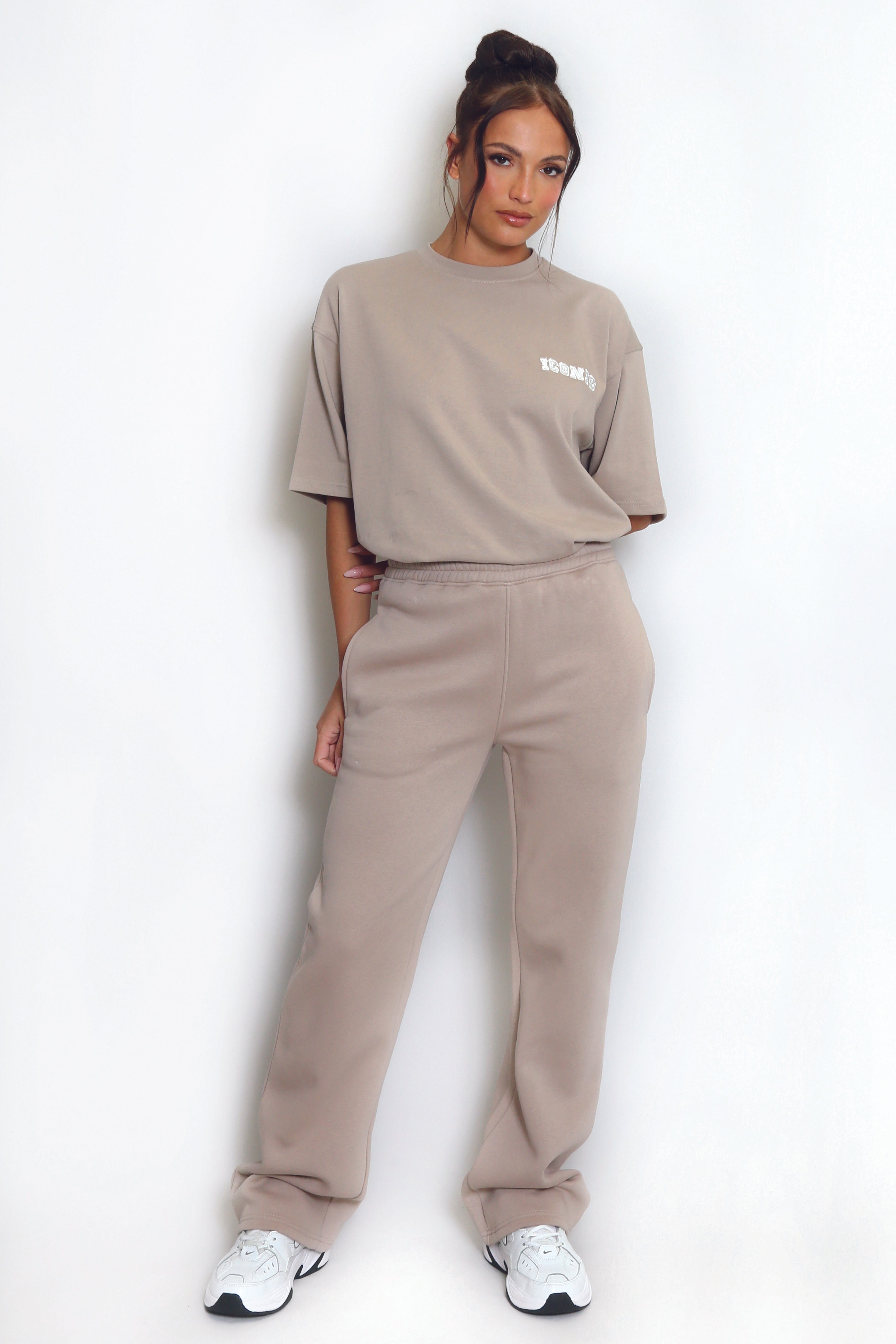 Luxe Wide Leg Jogger In Taupe