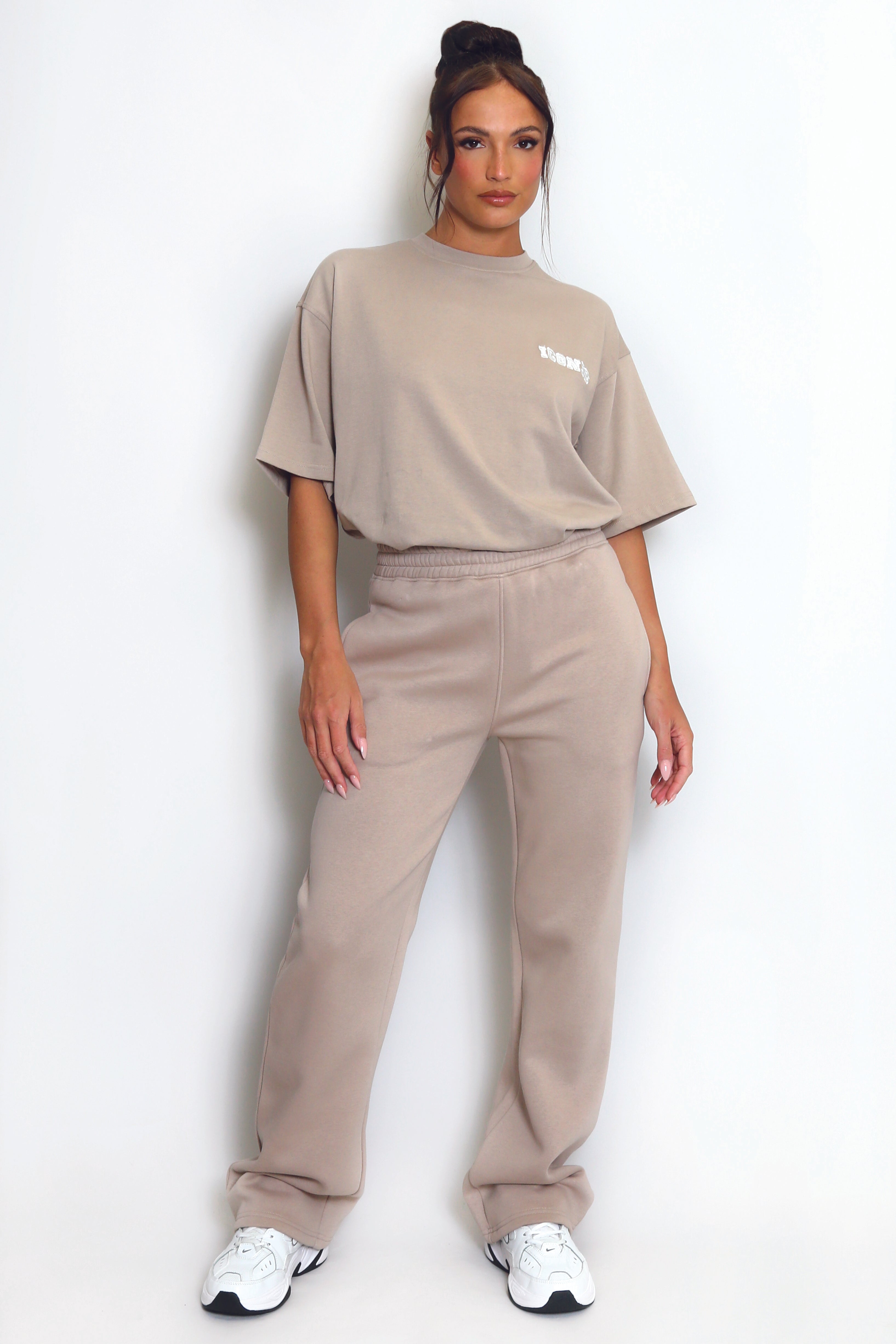 Luxe Wide Leg Jogger In Taupe
