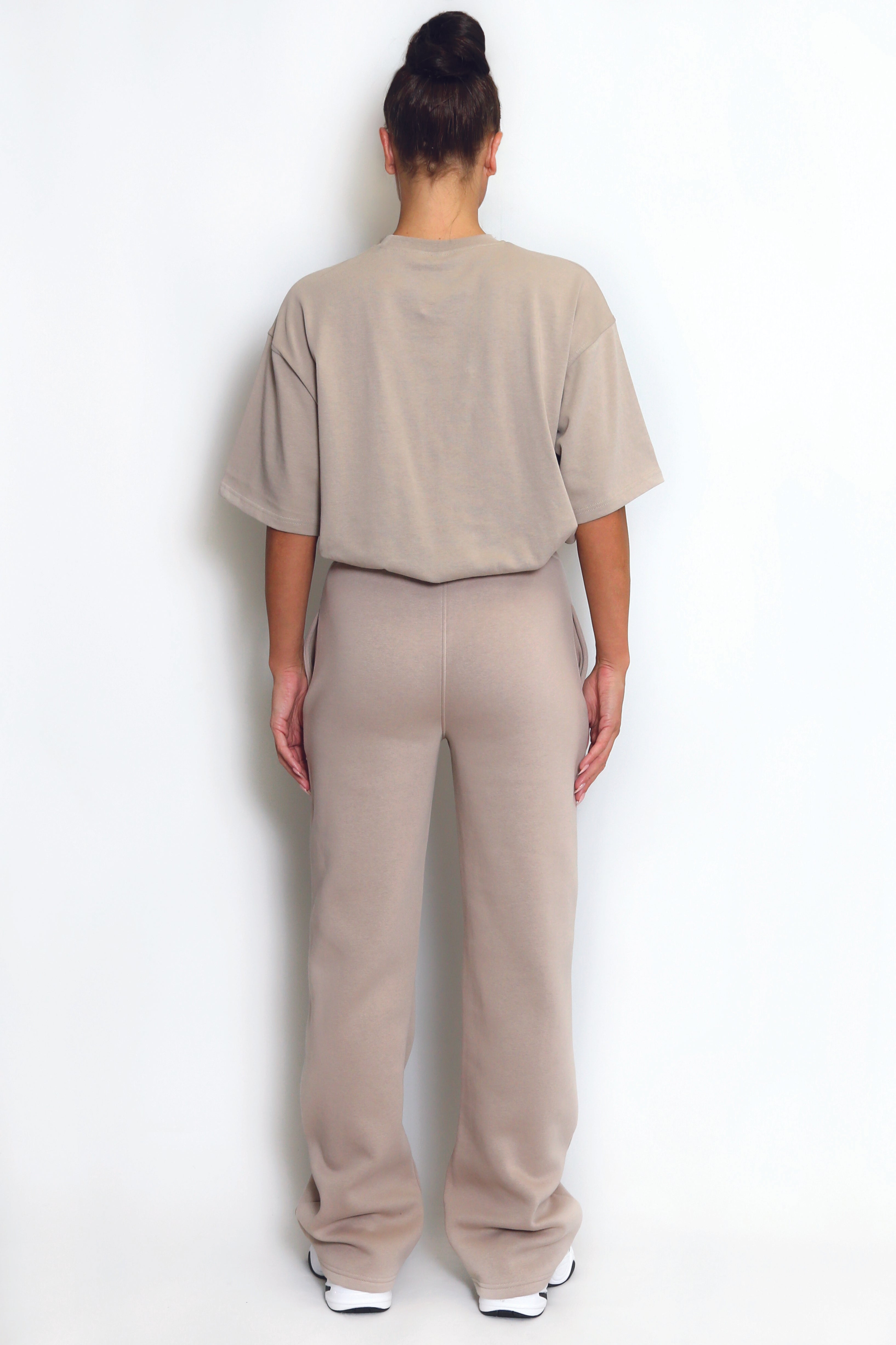 Luxe Wide Leg Jogger In Taupe