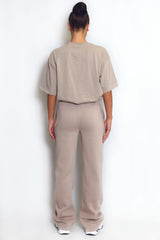 Luxe Wide Leg Jogger In Taupe